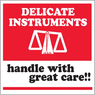 4 x 4" - "Delicate Instruments - HWC" Labels - 500/Roll