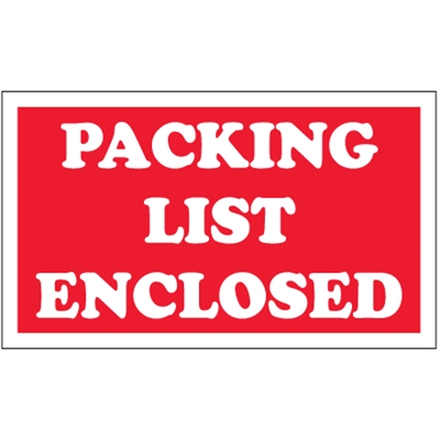 3 x 5" - "Packing List Enclosed" Labels - 500/Roll