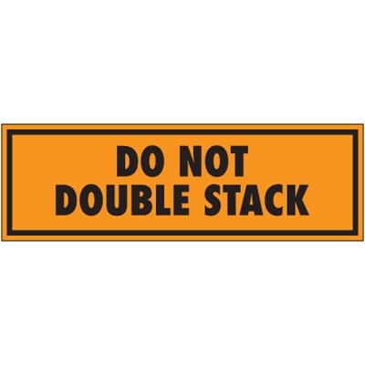 2 x 8" - "Do Not Double Stack" (Fluorescent Orange) Labels - 500/Roll