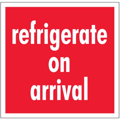 4 x 4" - "Refrigerate On Arrival" Labels - 500/Roll