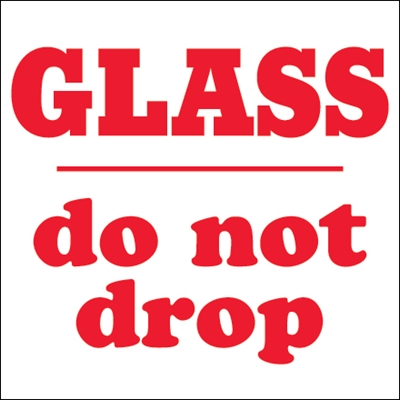 4 x 4" - "Glass - Do Not Drop" Labels - 500/Roll