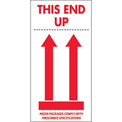 4 x 8" - "This End Up" Labels - 500/Roll