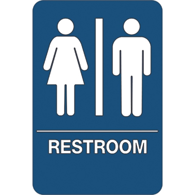 "Men/Women Restroom" ADA Compliant Plastic Sign - 1/Each