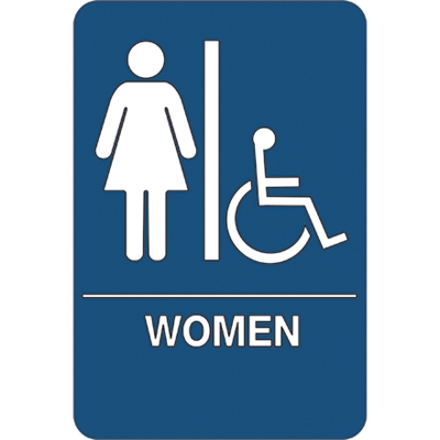 "Women/Accessible" ADA Compliant Plastic Sign - 1/Each