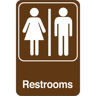 "Men/Women Restrooms" 9 x 6" Facility Sign - 1/Each