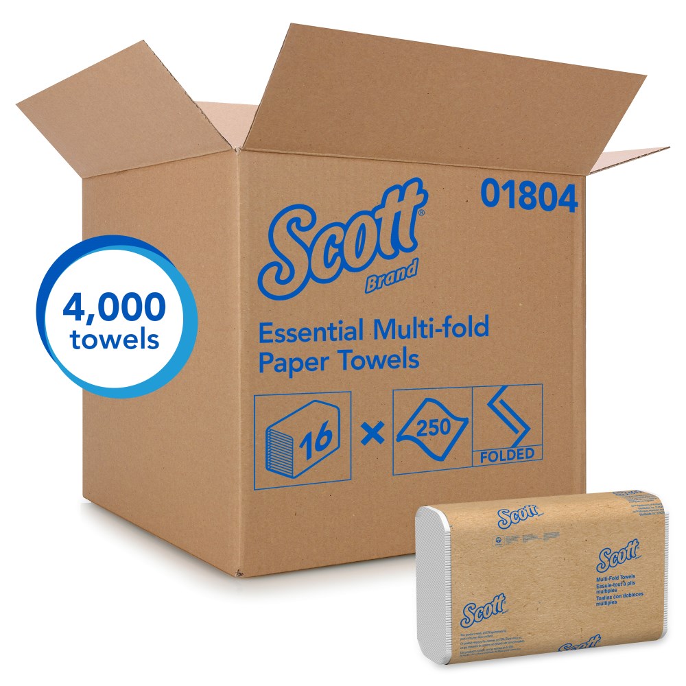 Scott® 01804 White Single-Fold Towels - 4000/Case