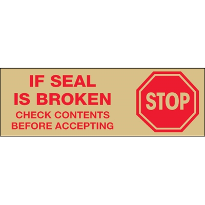 Tape Logic® Pre-Printed - Stop if Seal is Broken - Tan