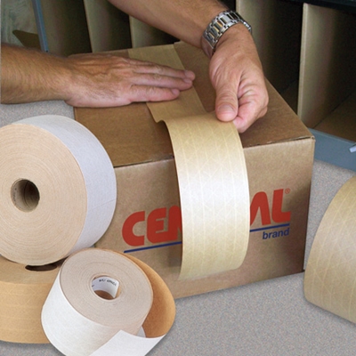 72mm x 375' Kraft Central® 235 Reinforced Tape - 8/Case