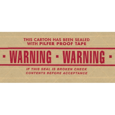 70mm x 450' "Warning" Pre-Printed Reinforced Water Activated Tape - 10/Case