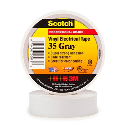 3/4" x 66' Gray (10 Pack) 3M 35 Electrical Tape - 10/Case