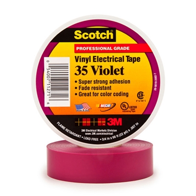 3/4" x 66' Violet (10 Pack) 3M 35 Electrical Tape - 10/Case