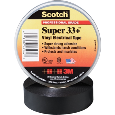 1 1/2" x 108' Black (10 Pack) 3M 33+ Electrical Tape - 10/Case