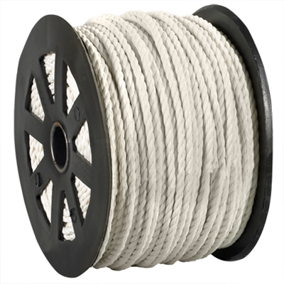 3/8", 2,450 lb, White Twisted Polypropylene Rope - 1/Case