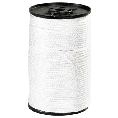 3/16", 620 lb, White Solid Braided Nylon Rope - 1/Case