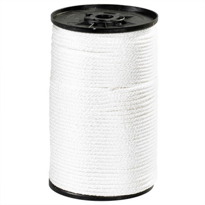 1/2", 3,900 lb, White Solid Braided Nylon Rope - 1/Case