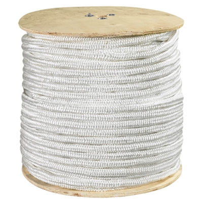 1", 25,000 lb, White Double Braided Nylon Rope - 1/Case