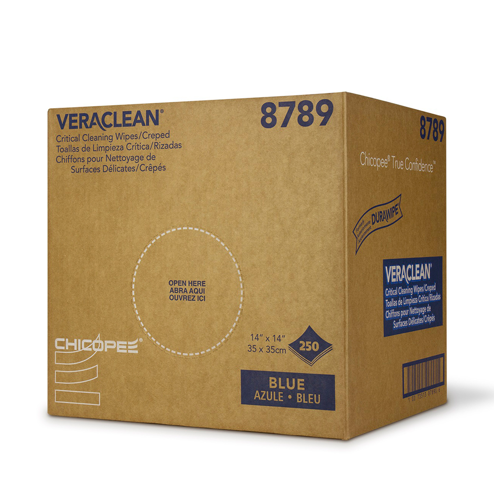 Veraclean® Critical Cleaning Wipes/Creped - Blue  14 x 14 - 250/Case