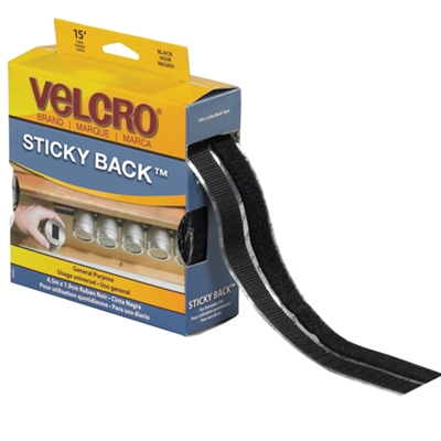 3/4" x 15' - Black VELCRO® Brand Tape - Combo Packs - 1/Case