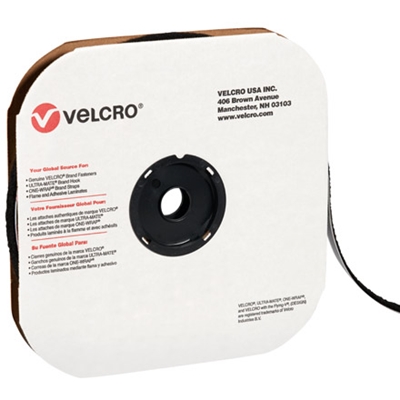 5/8" x 75' - Loop - Black VELCRO® Brand Tape - Individual Strips - 1/Case