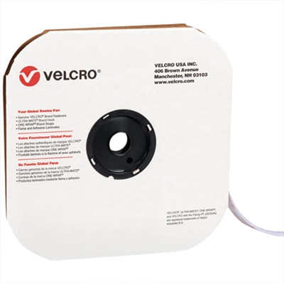 5/8" x 75' - Hook - White VELCRO® Brand Tape - Individual Strips - 1/Case