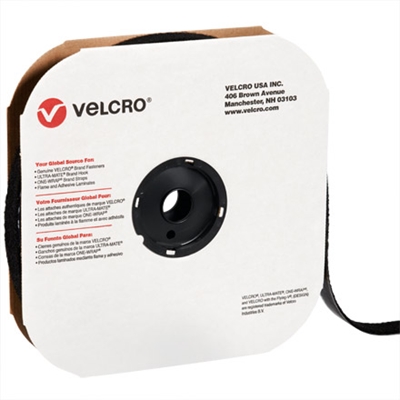 1" x 75' - Loop - Black VELCRO® Brand Tape - Individual Strips - 1/Case