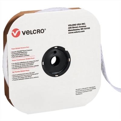 1" x 75' - Hook - White VELCRO® Brand Tape - Individual Strips - 1/Case