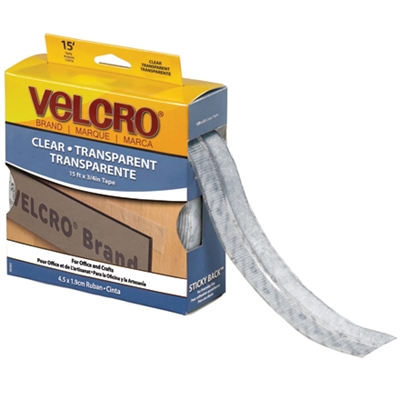 3/4" x 15' - Clear VELCRO® Brand Tape - Combo Pack - 1/Case